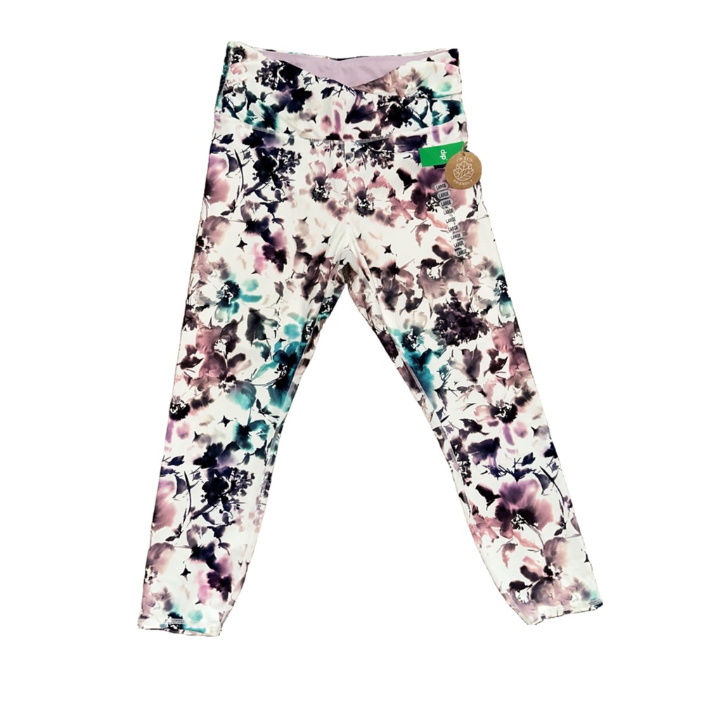 Pink and Blue Floral Print Leggings